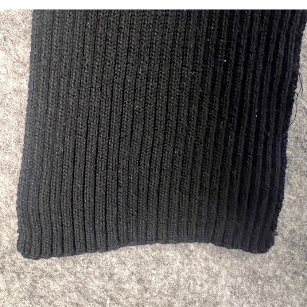 Dolce & Gabbana Men's Ribbed Knit Scarf Black - Silver Logo Plaque Made in Italy - Picture 3 of 5